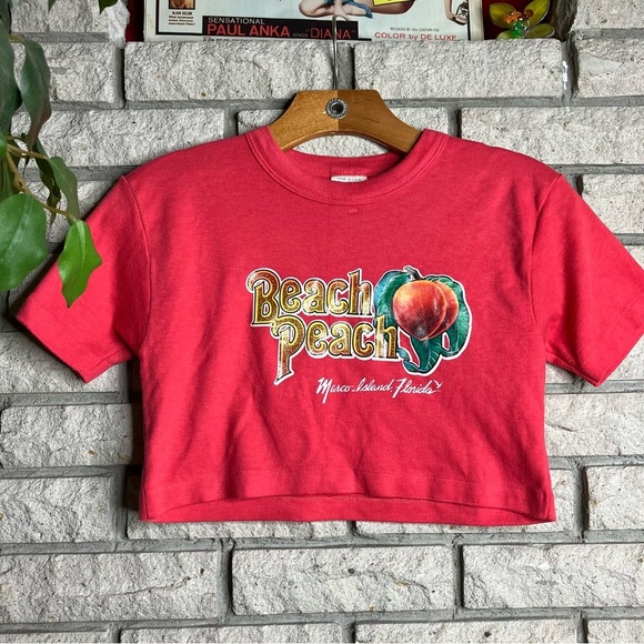 Vintage Adidas Crop Top Beach Peach - Picture 1 of 5